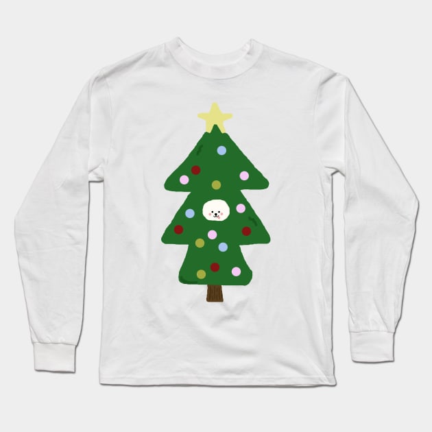 Christmas Tree Dog Long Sleeve T-Shirt by artoftilly